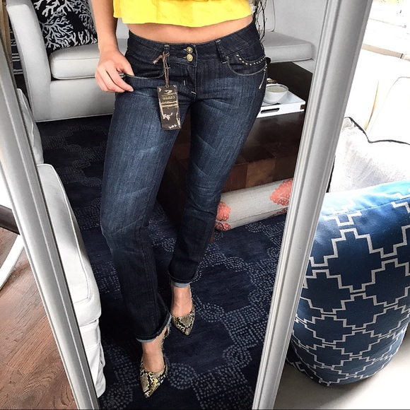 LAST ONE‼️ S/1 Dark Blue Jeans with Gold Trim 👖✨ - Picture 3 of 8